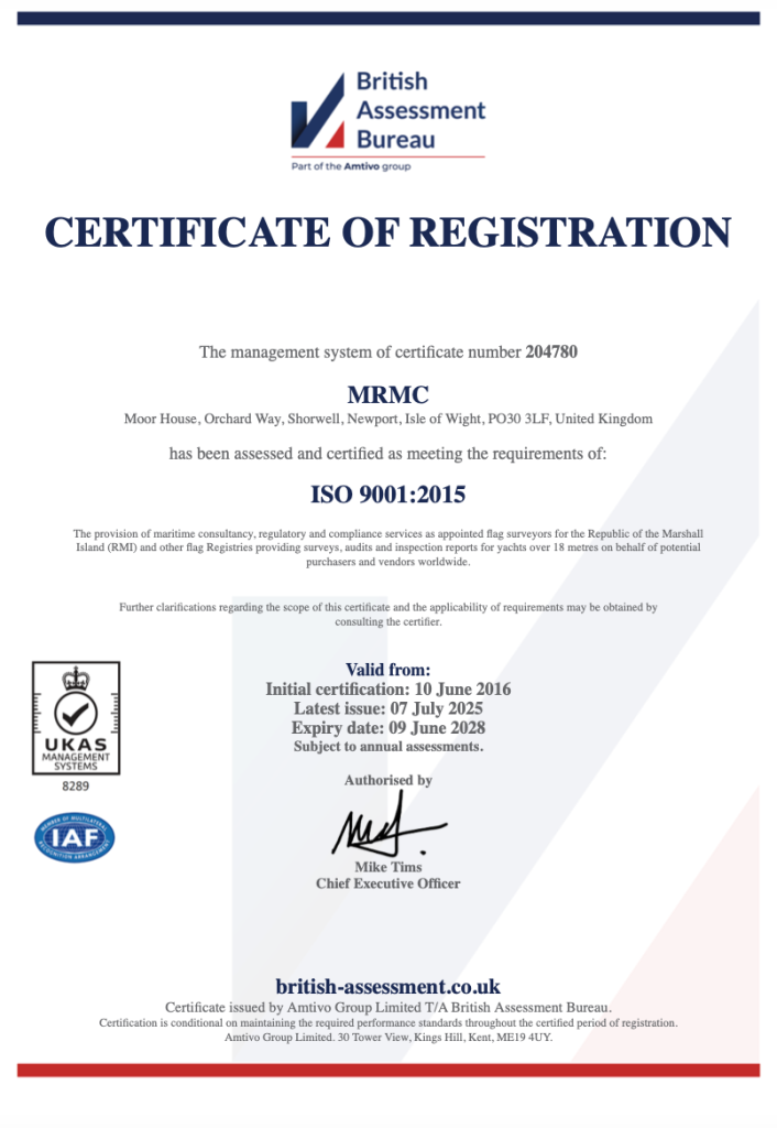 ISO Certificate of Registration 2025-2028 A
